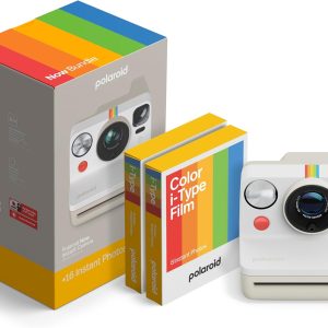 Now 3rd Generation I-Type Instant Camera + Film Bundle - Now Pebble White Camera + 16 Color Photos (6561)
